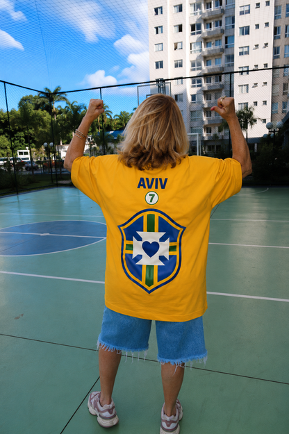TEE BOXY 'DEUS É BRASILEIRO' - AMARELO ESTONADO