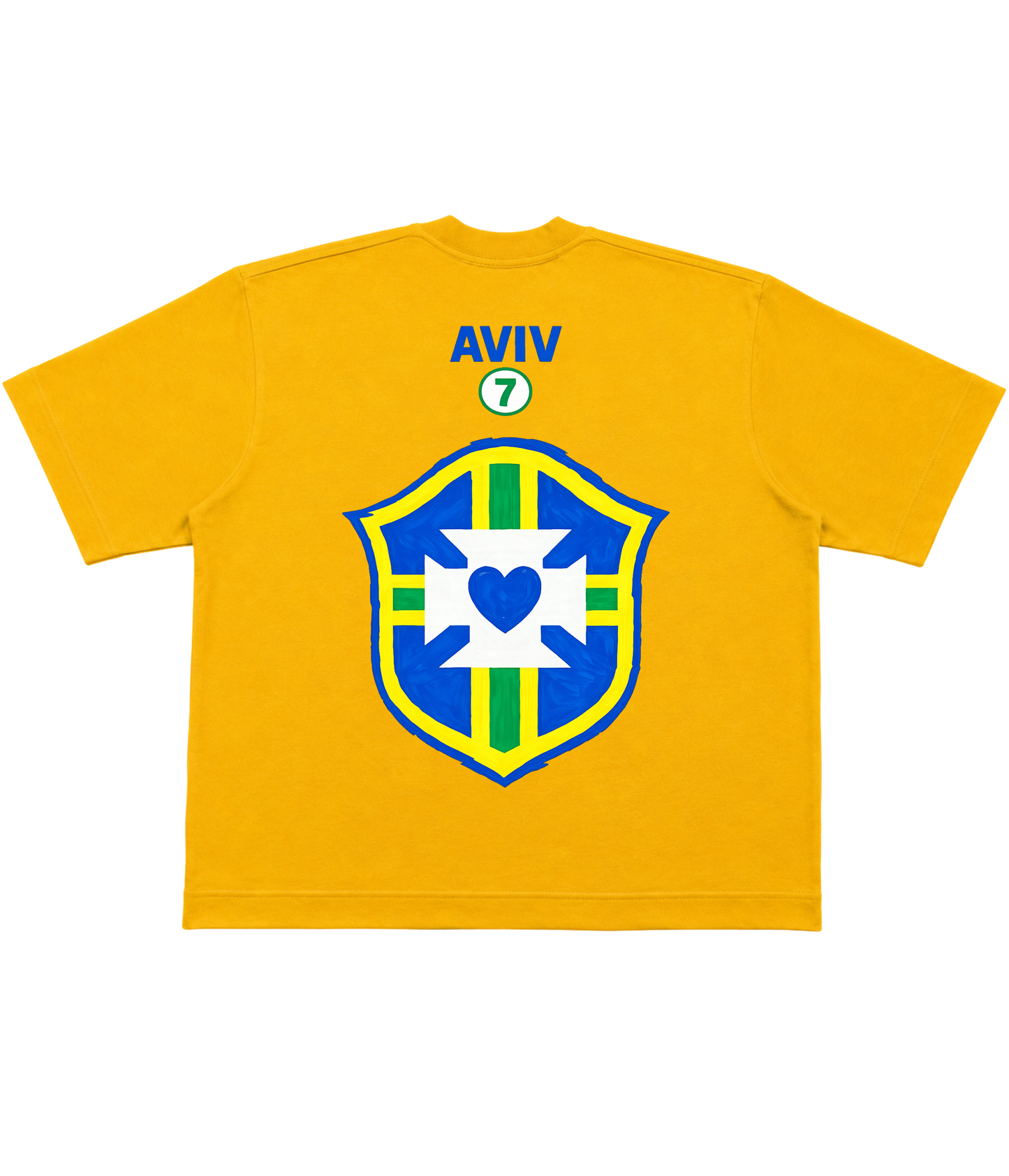 TEE BOXY 'DEUS É BRASILEIRO' - AMARELO ESTONADO