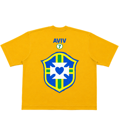 TEE BOXY 'DEUS É BRASILEIRO' - AMARELO ESTONADO