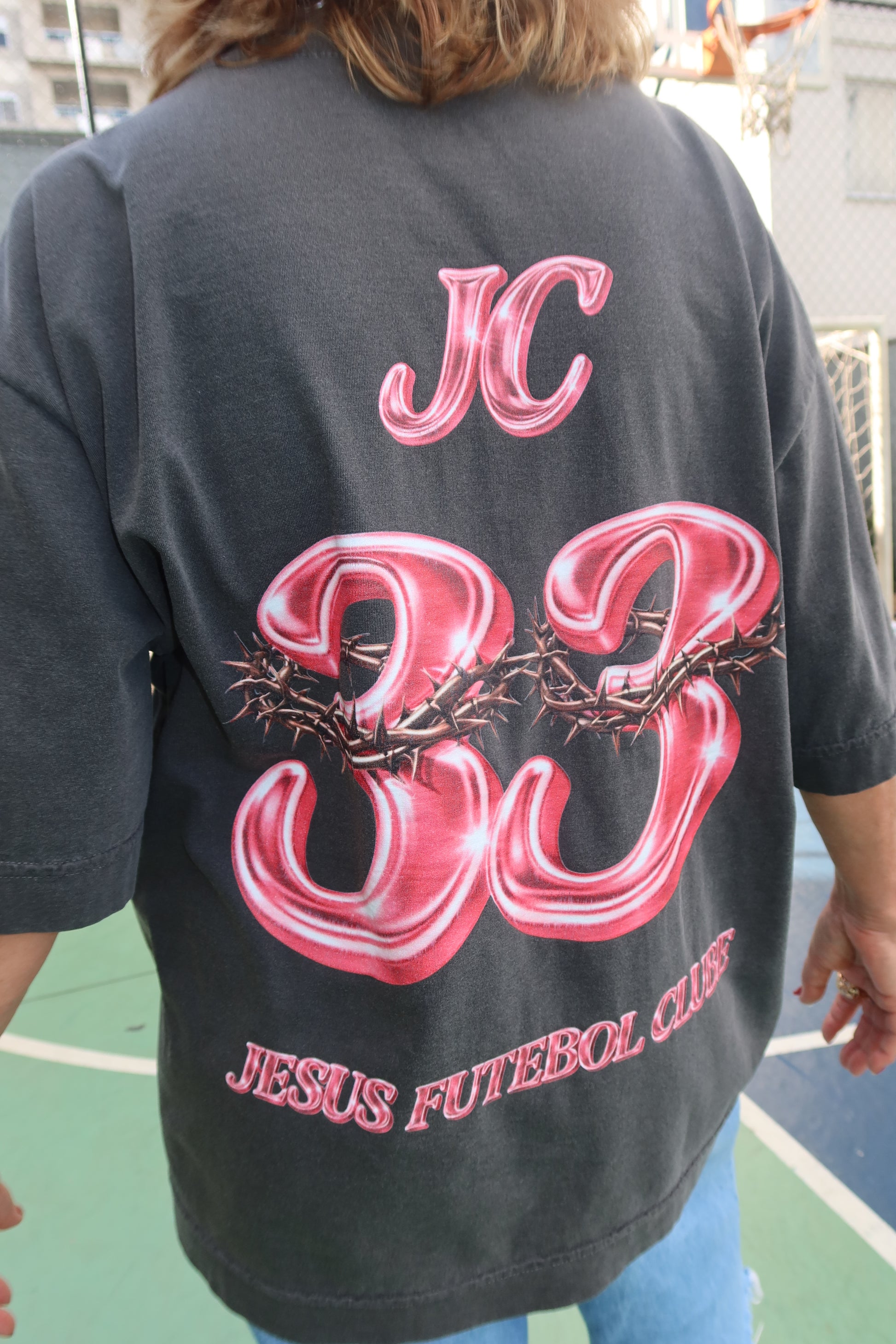 TEE OVERSIZED 'JESUS FC - ROSA'