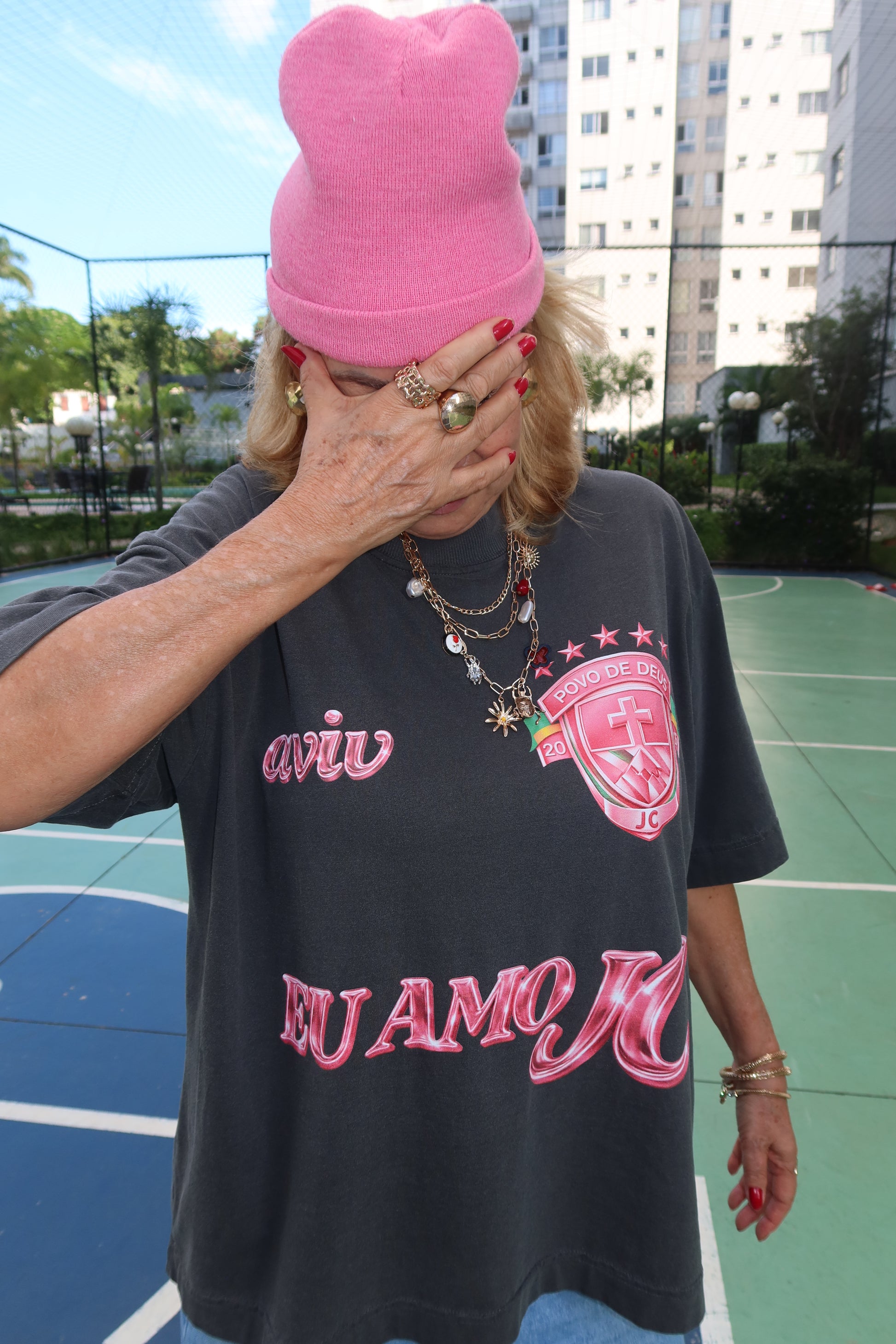 TEE OVERSIZED 'JESUS FC - ROSA'