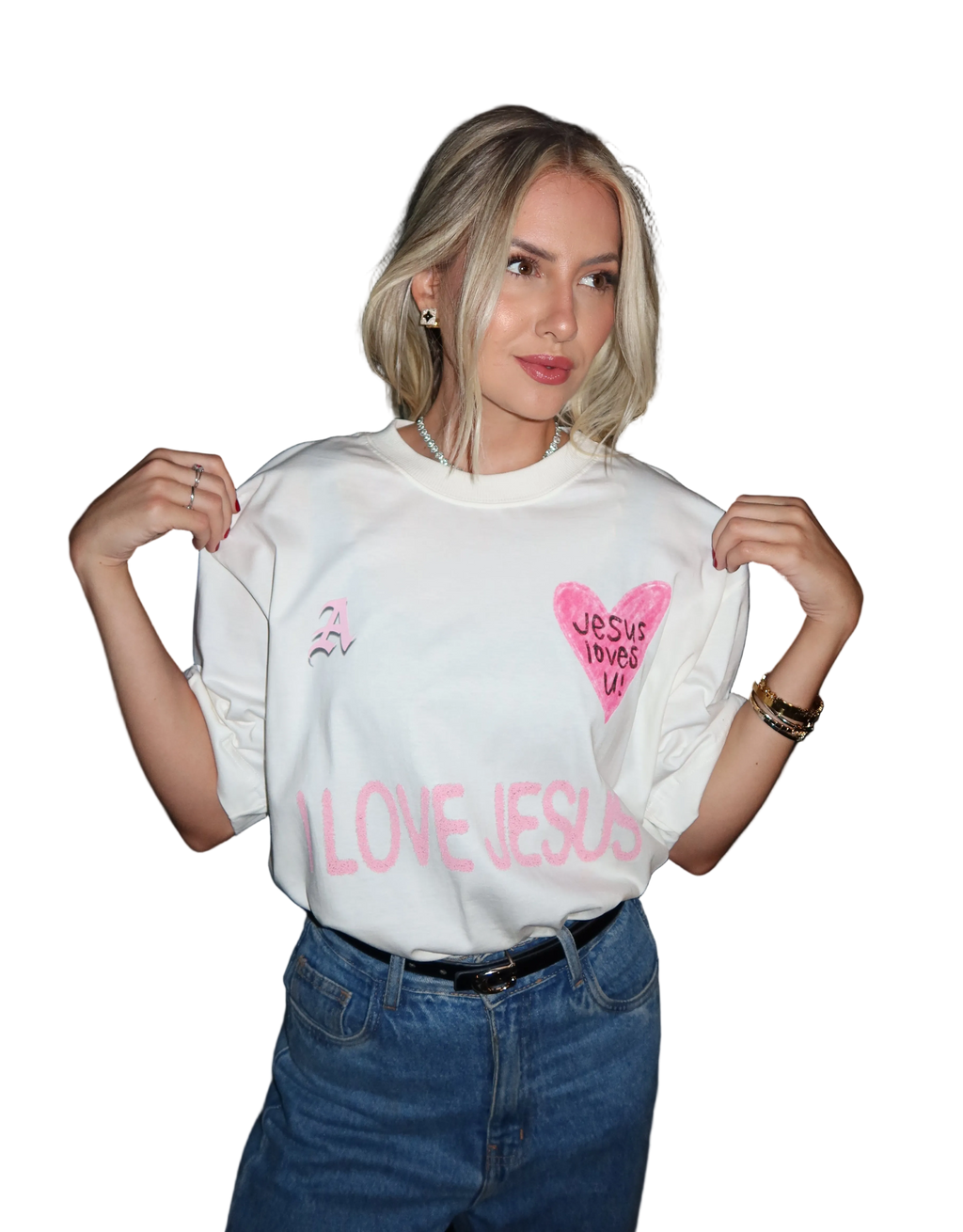 CAMISETA OVERSIZED 'JESUS LOVES U' [FRENTE]