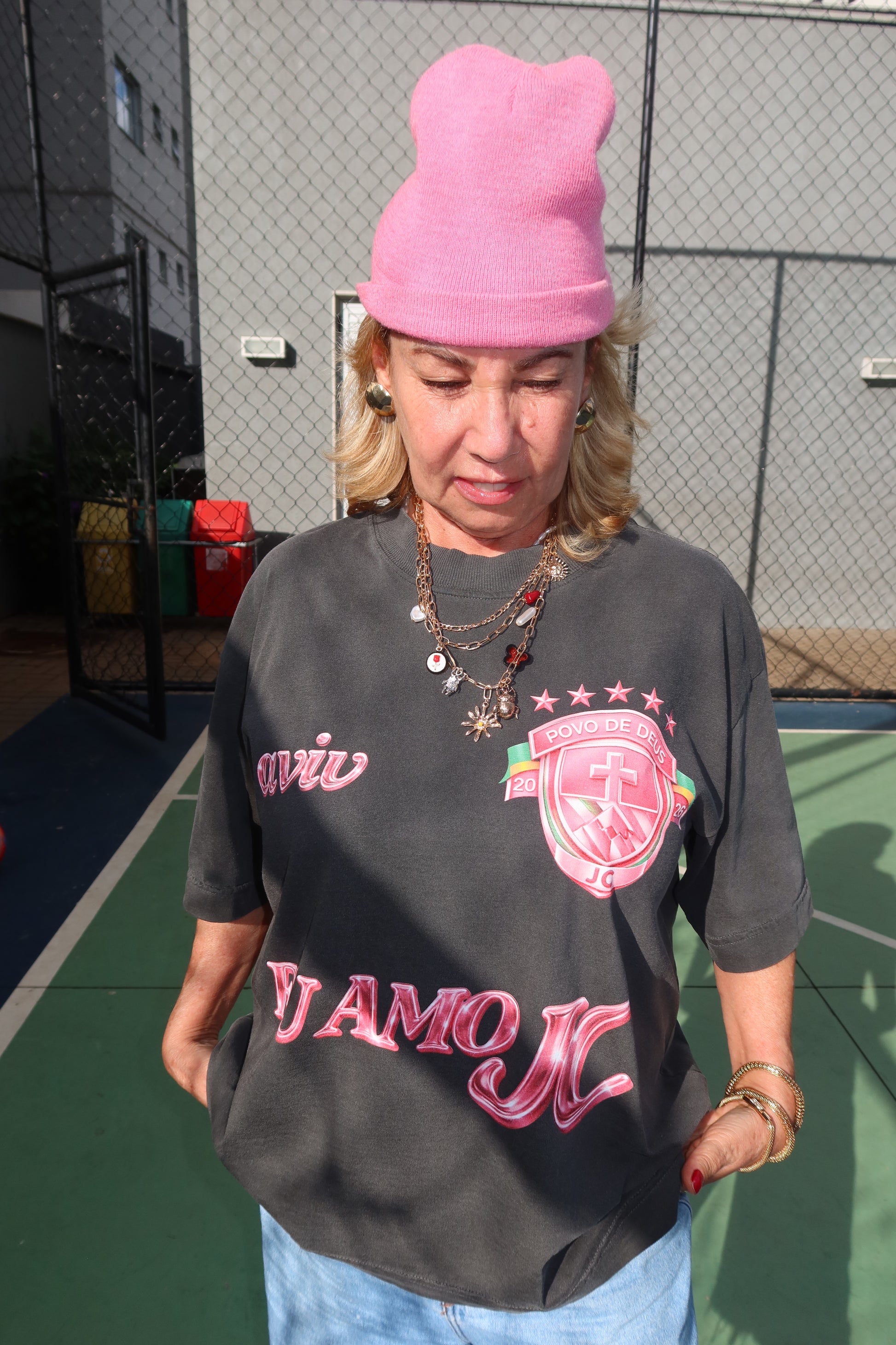 TEE OVERSIZED 'JESUS FC - ROSA'