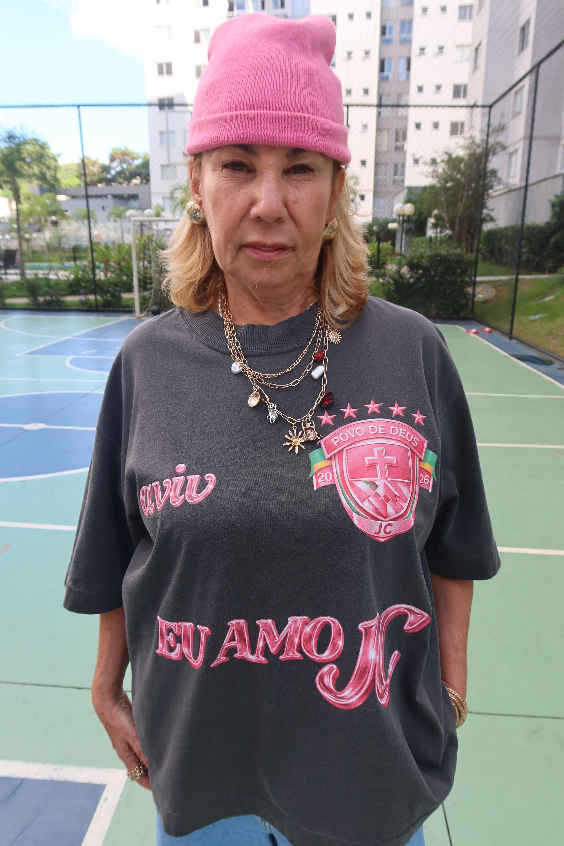 TEE OVERSIZED 'JESUS FC - ROSA'
