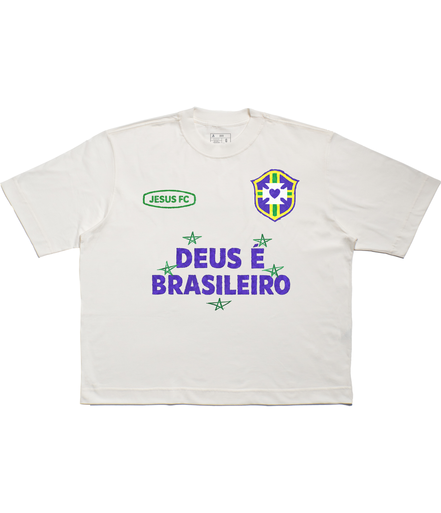 TEE BOXY 'DEUS É BRASILEIRO' - BRANCO