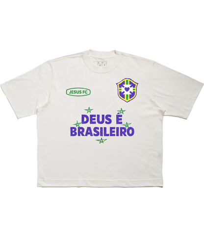 TEE BOXY 'DEUS É BRASILEIRO' - BRANCO