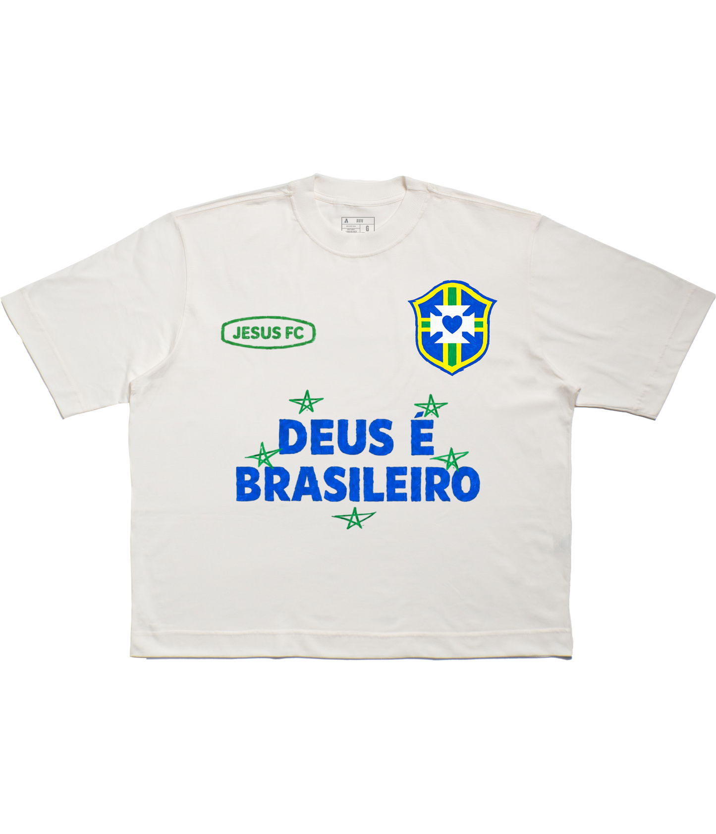 TEE BOXY 'DEUS É BRASILEIRO' - BRANCO