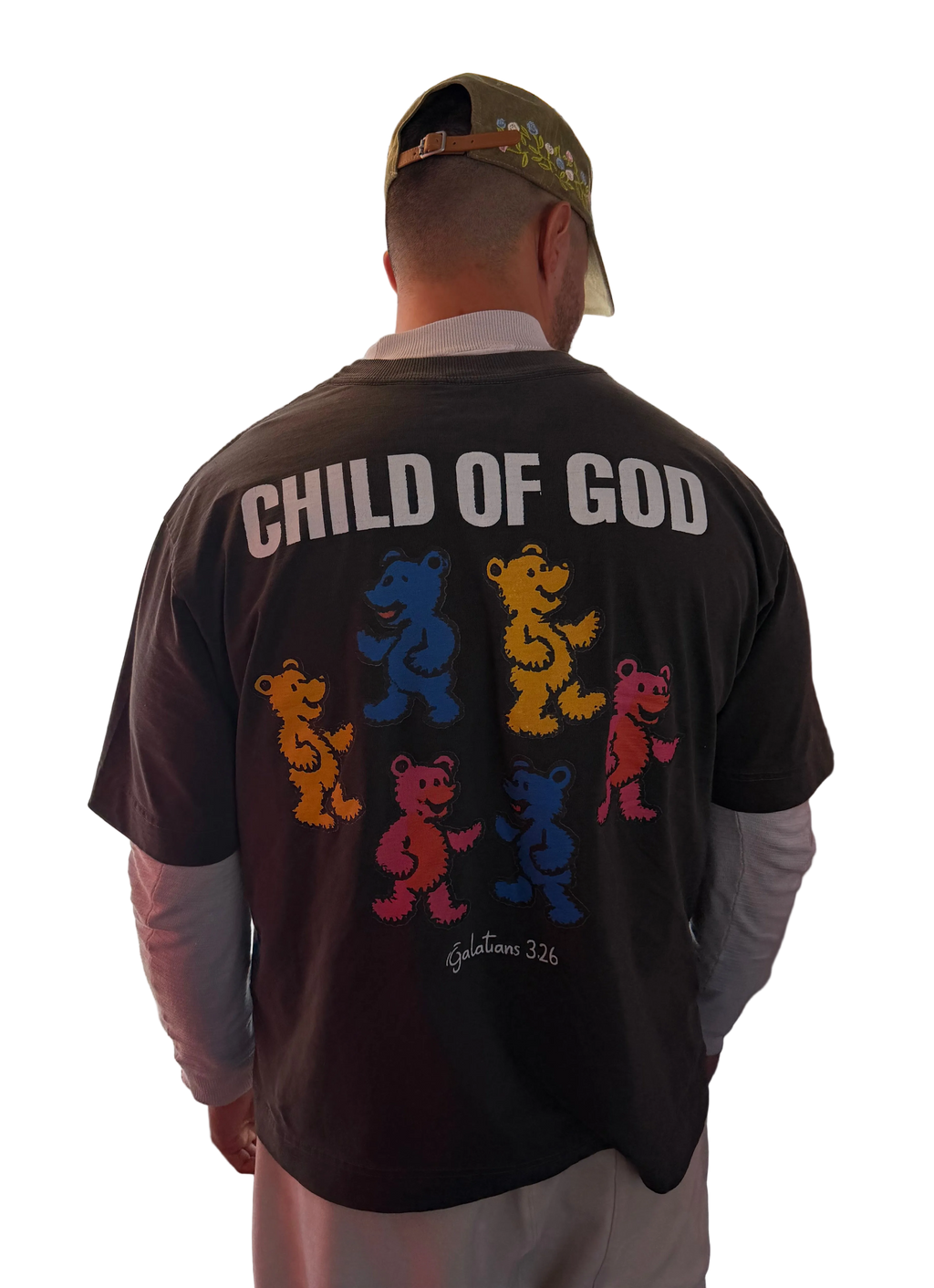 CAMISETA BOXY ‘FILHOS DE DEUS’ [FRENTE E COSTAS]