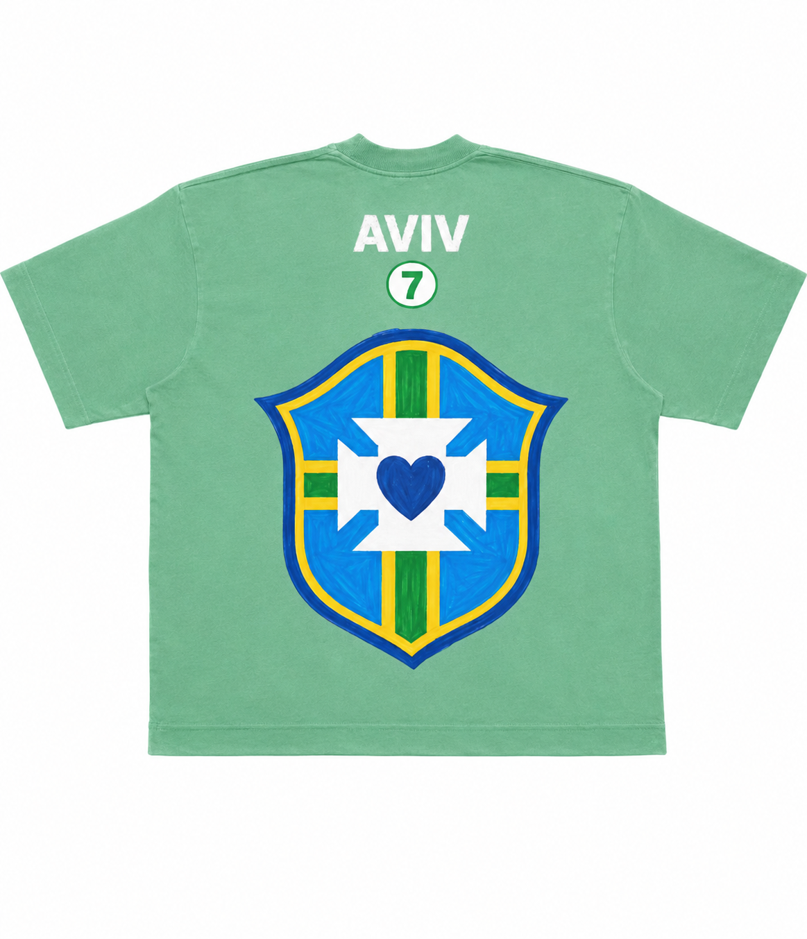 TEE BOXY 'DEUS É BRASILEIRO' - VERDE ESTONADO