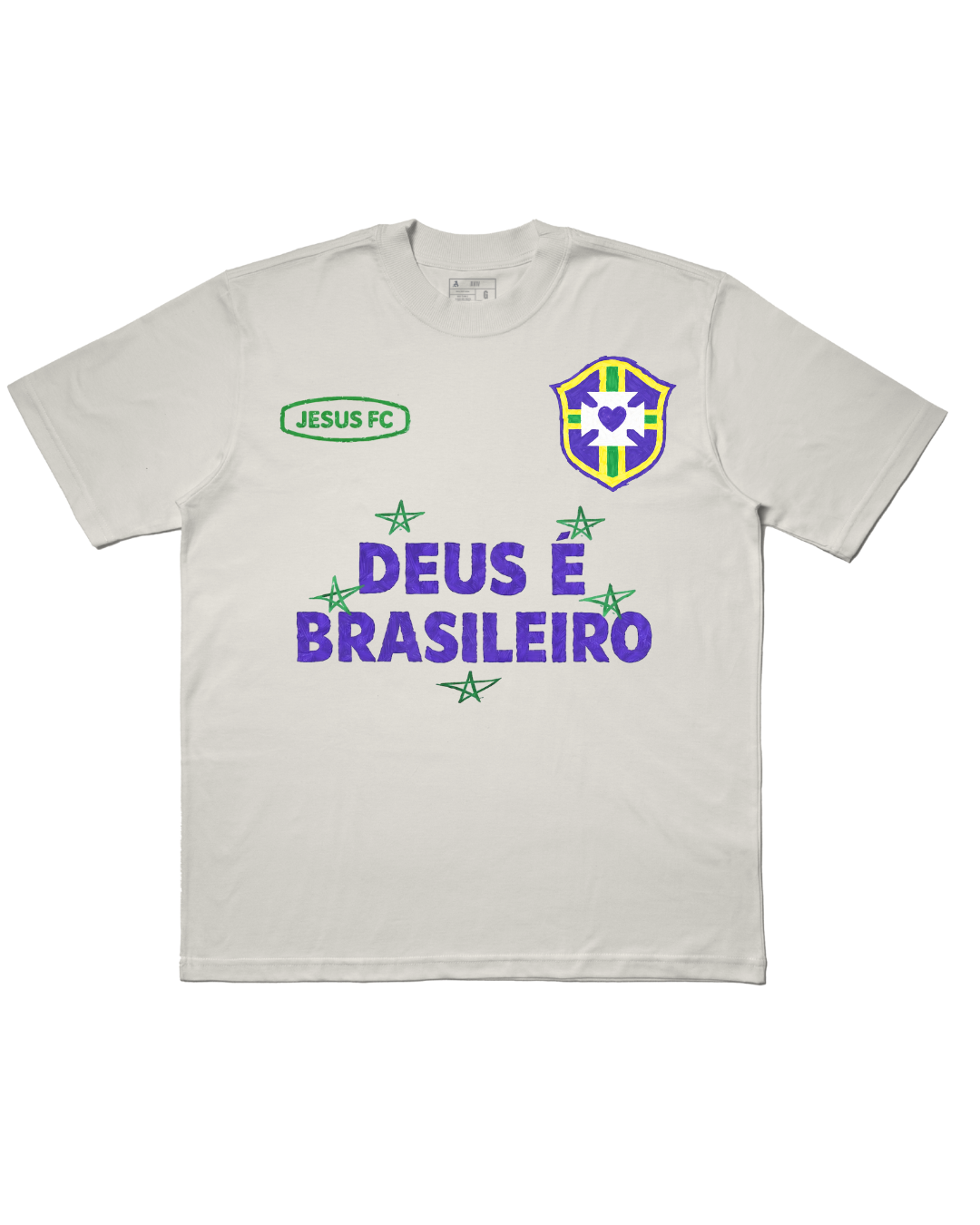 TEE OVERSIZED 'DEUS É BRASILEIRO' - BRANCO